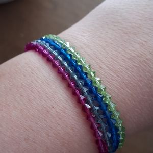 Set of Four Stretchy Real Crystal Bracelets